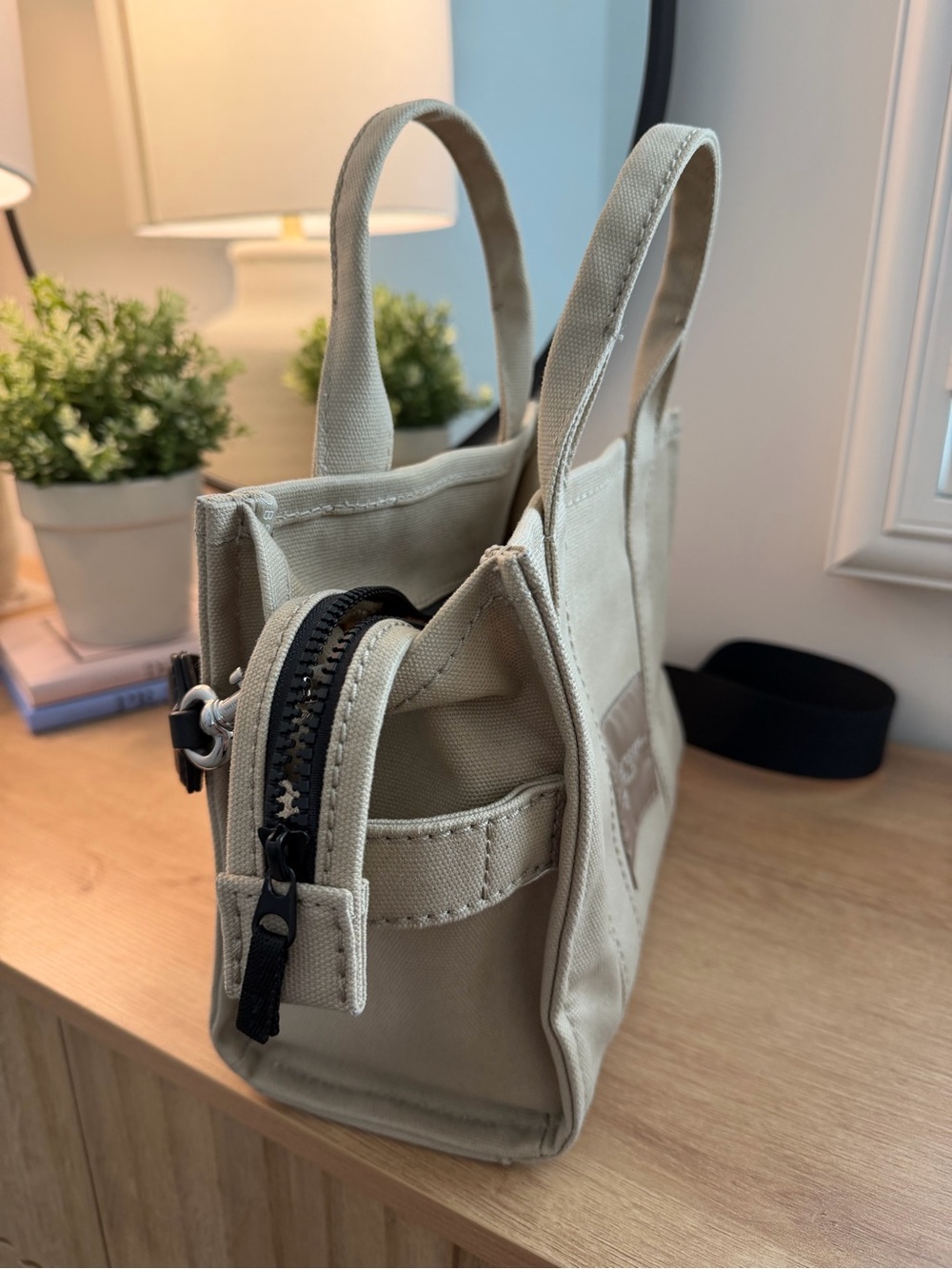 Marc Jacobs Beige Canvas Mini Tote with Black Strap - Picture 10 of 13